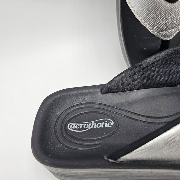 AEROTHOTIC Arch Support silver Flip Flops Sandals 36 Thongs Shoes Silver Slip On - Picture 3 of 11